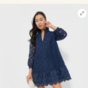 Never Worn. Tuckernuck Navy Lace Dress with Long Sleeves